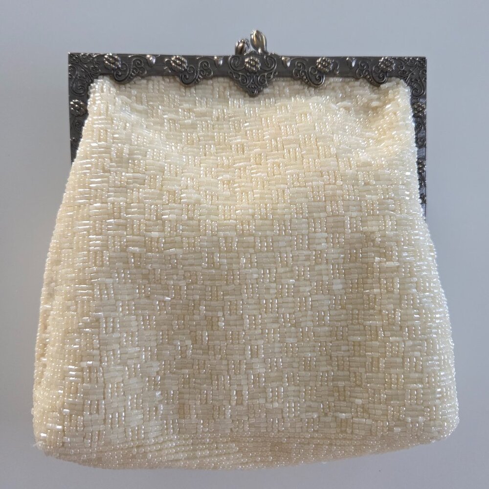 Vintage Floral Beaded & Needlepoint Purse - Picture 2 of 13